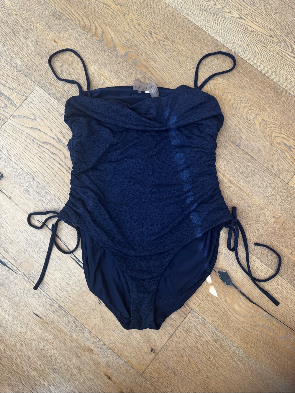 Calia Navy Textured One-Piece Swimsuit with Side Ties